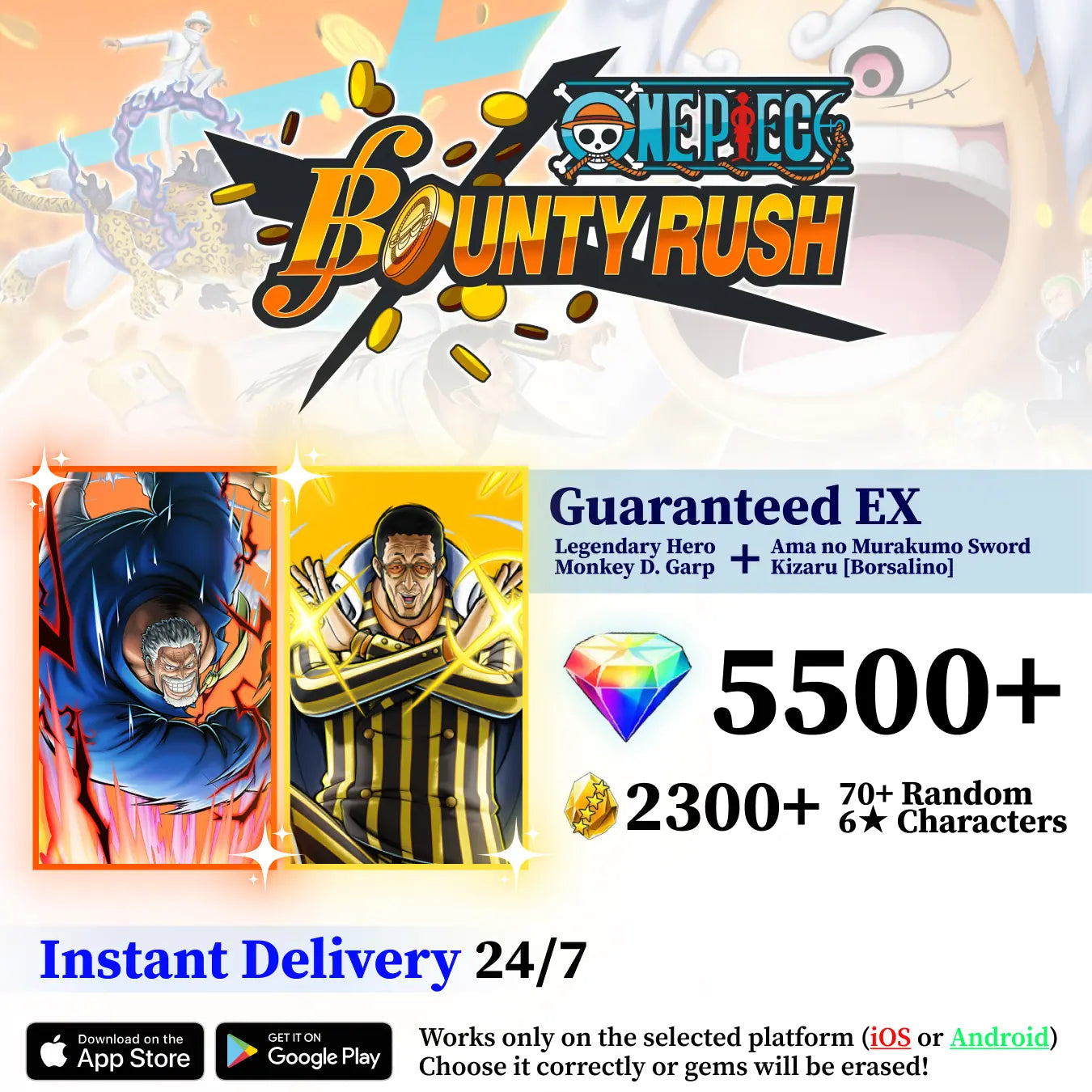 Legendary Hero Monkey D. Garp with Kizaru OPBR Starter Reroll Account [GLOBAL]